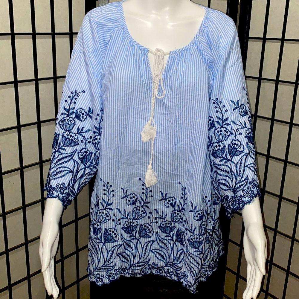 Highness Striped Floral Blouse